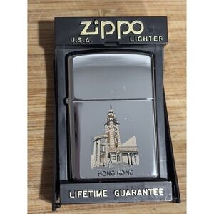 Zippo Lighter Hong Kong Clock Tower 2021 Chrome Windproof NIB With Papers